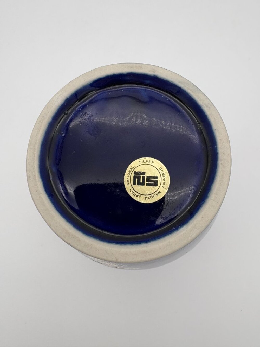 Vintage 6.25" National Silver Company Japanese Cobalt Blue Porcelian Vase Floral - Picture 3 of 4